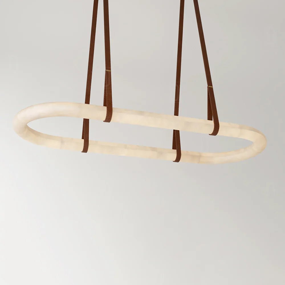 Alabaster Round Leather Chandelier - GILDLAMPS