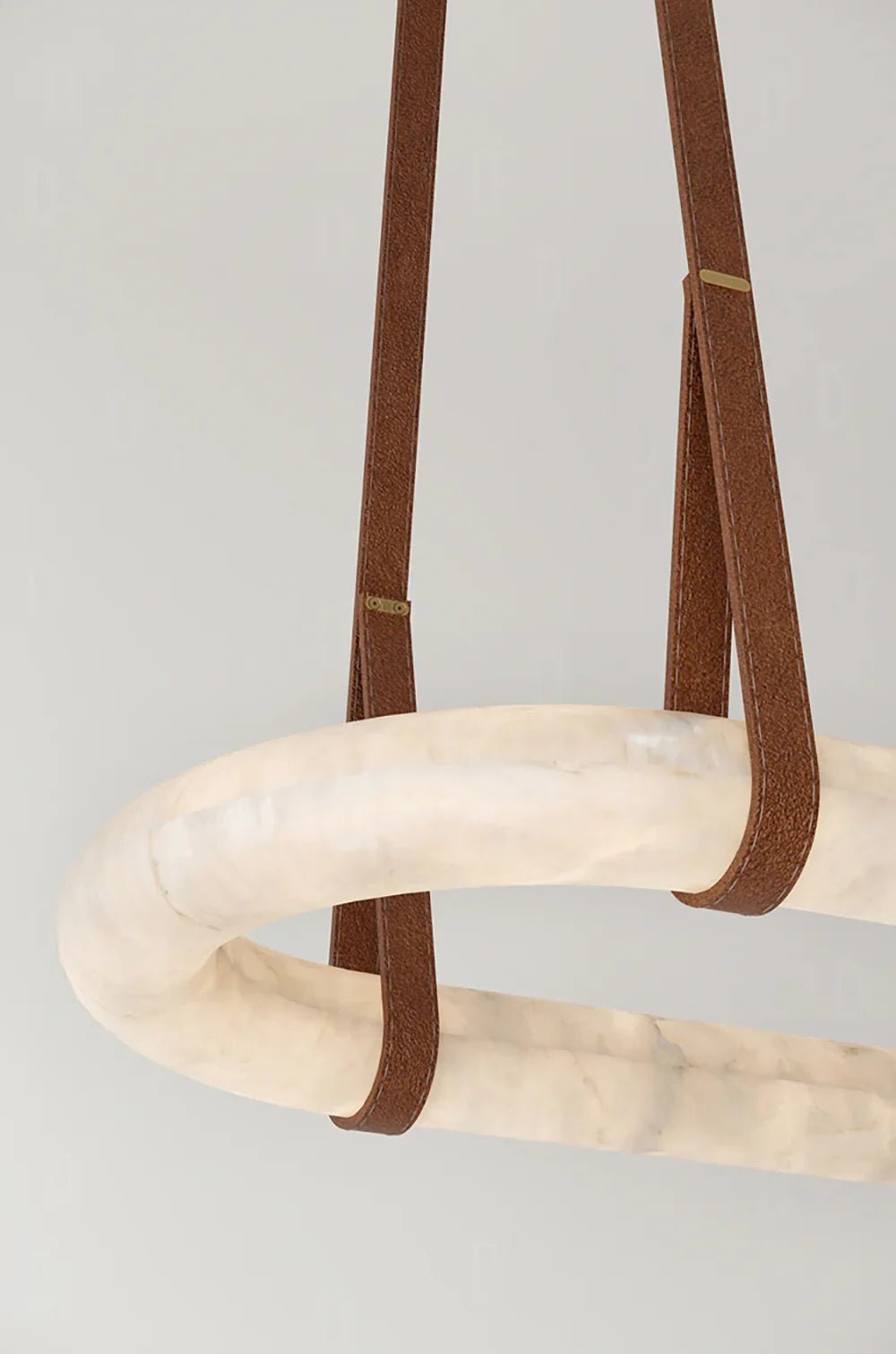Alabaster Round Leather Chandelier - GILDLAMPS