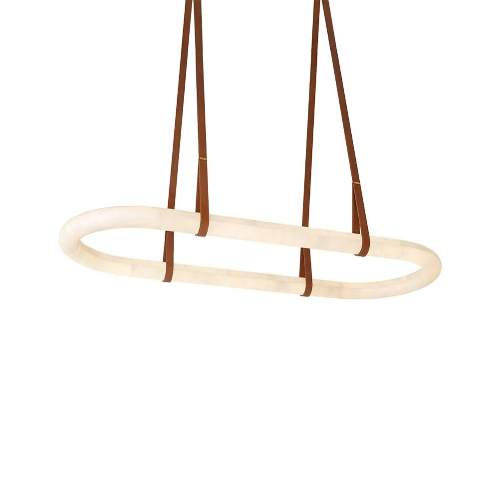 Alabaster Round Leather Chandelier - GILDLAMPS