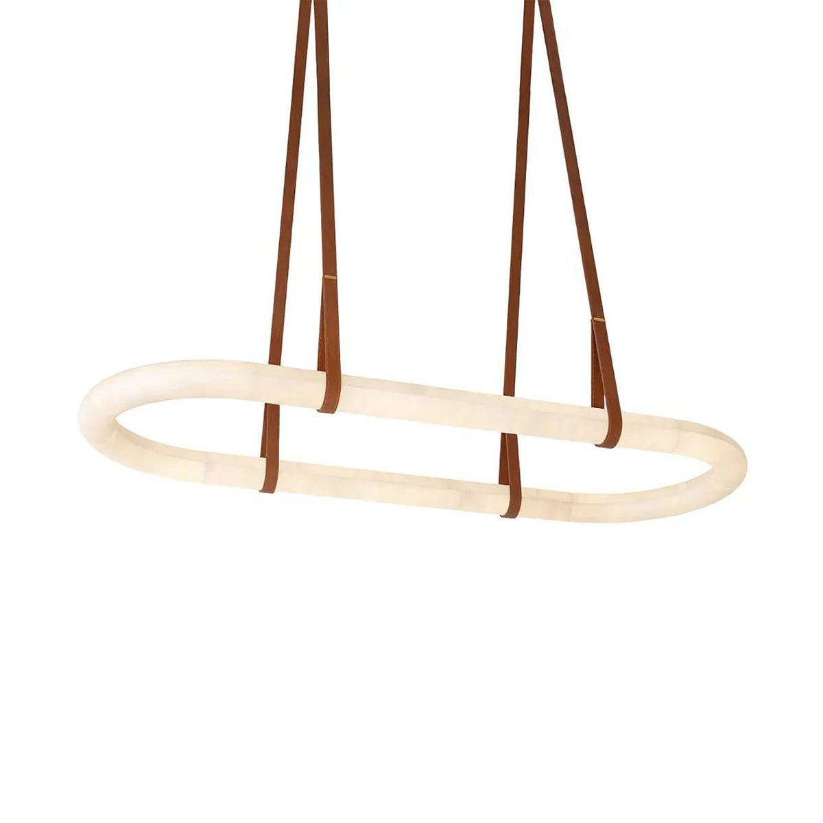 Alabaster Round Leather Chandelier - GILDLAMPS