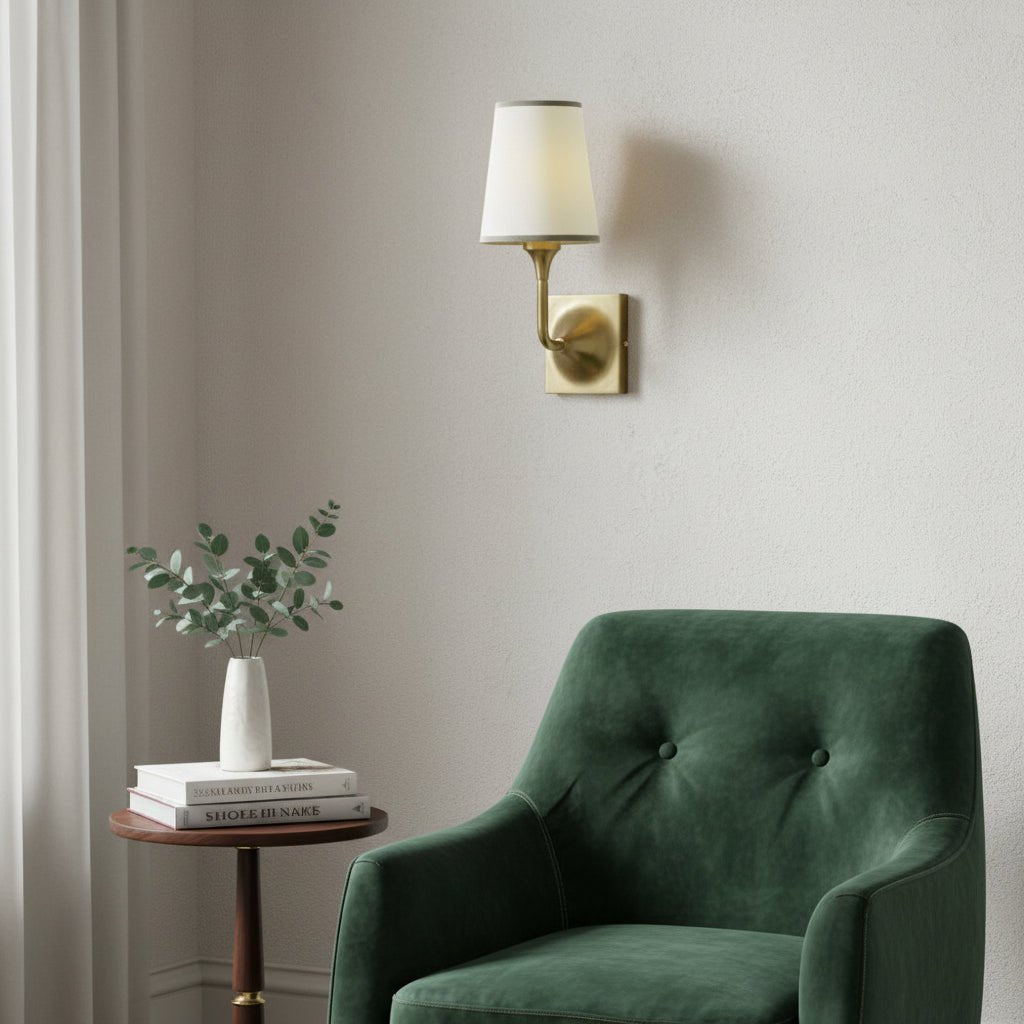 Brass Wall Sconce with Fabric Shade - GILDLAMPS