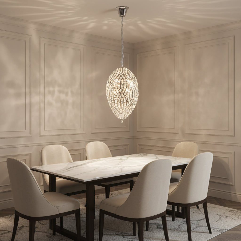 Decorative Crystal Pendant Light with Metal Frame - GILDLAMPS