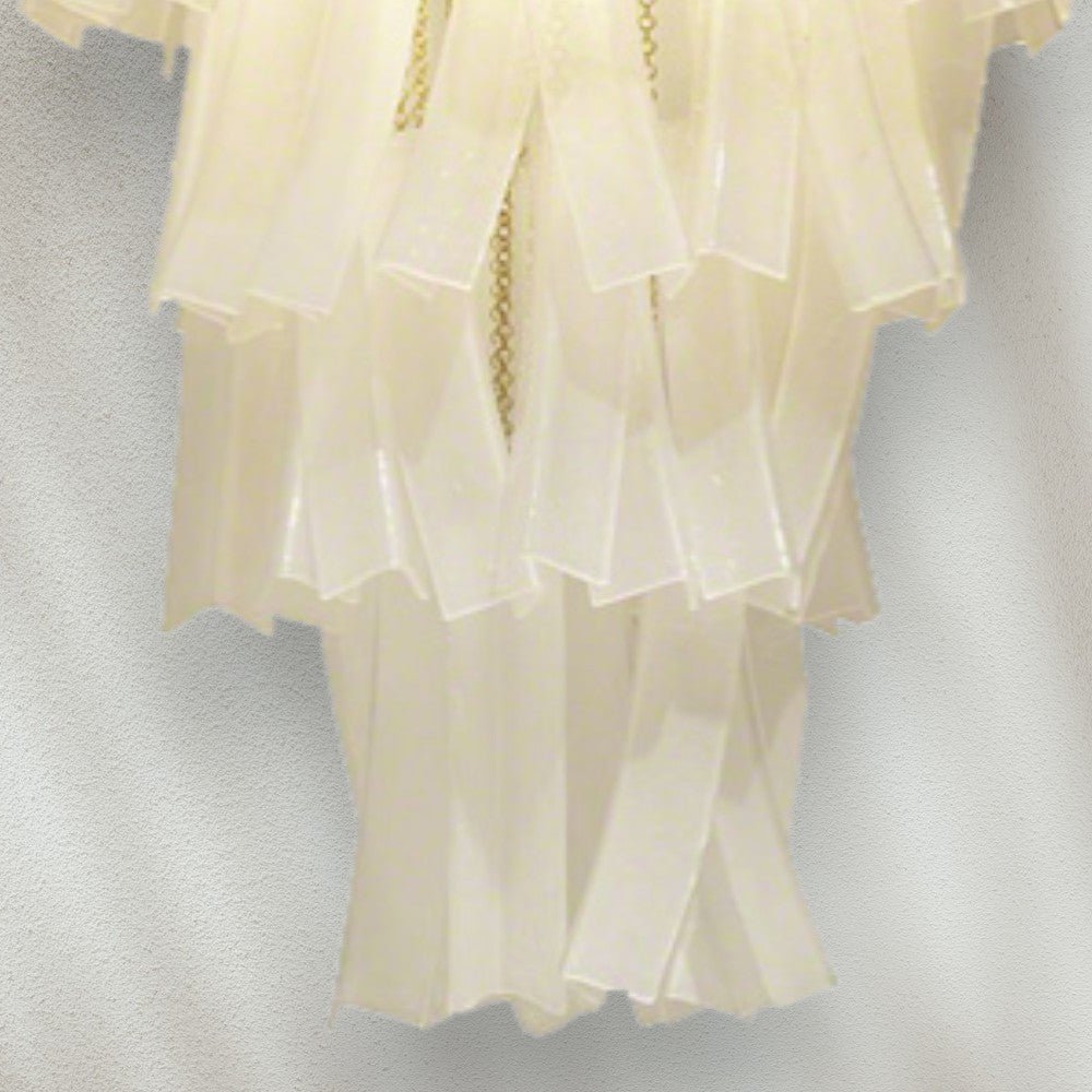 Modern Chandelier with Gold Chains and White Glass Shades - GILDLAMPS