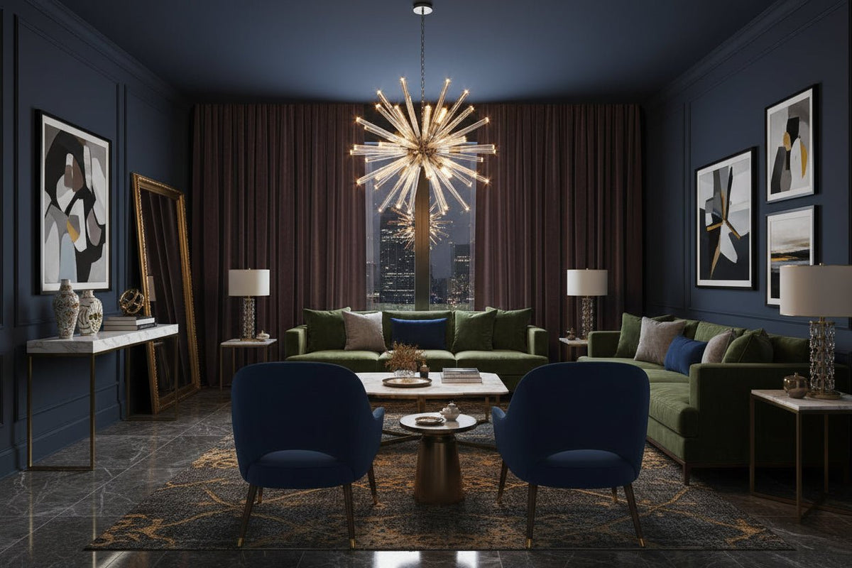 Modern Crystal Flush Mount Ceiling Light with Metal Base - GILDLAMPS