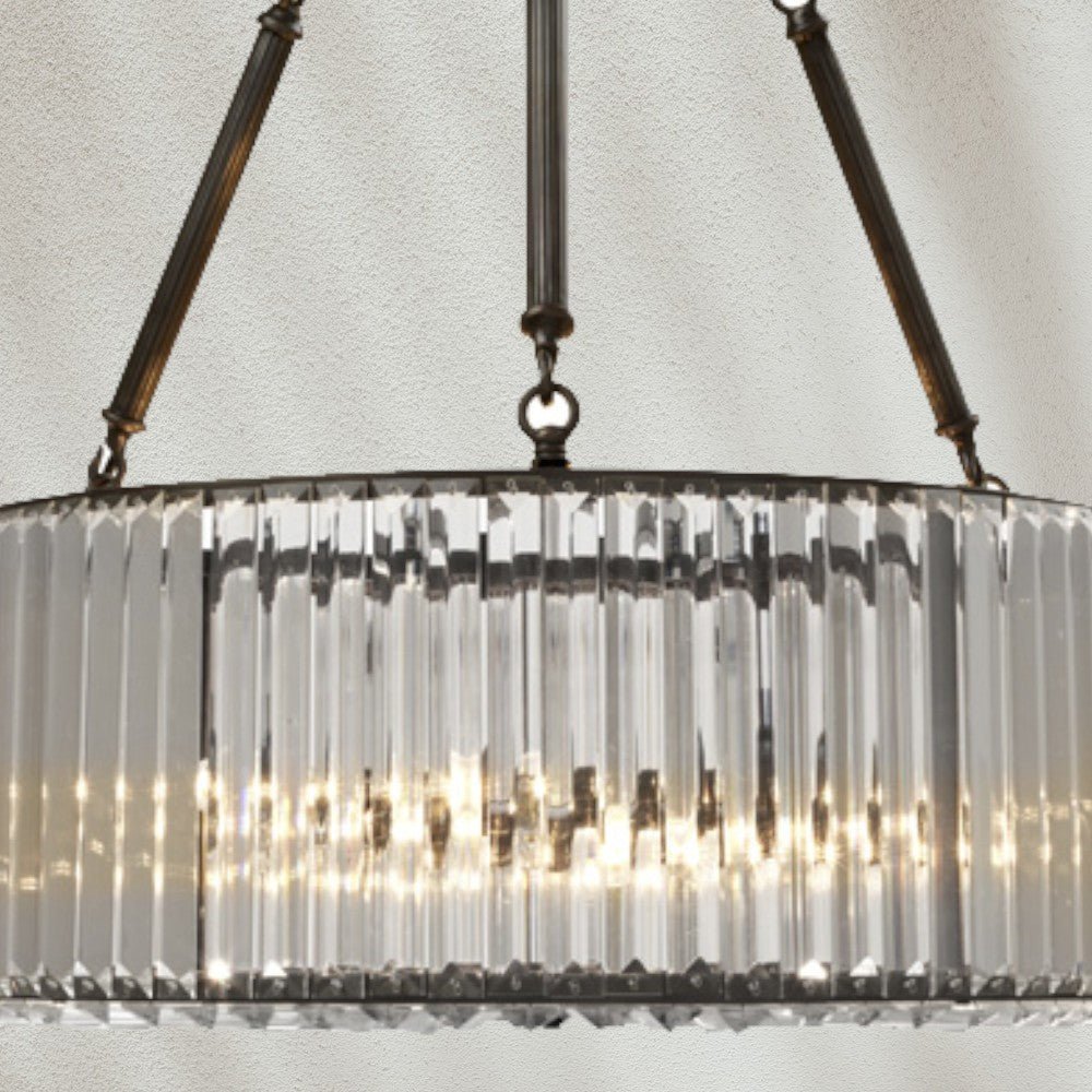 Modern Drum Glass Chandelier with Metal Frame - GILDLAMPS
