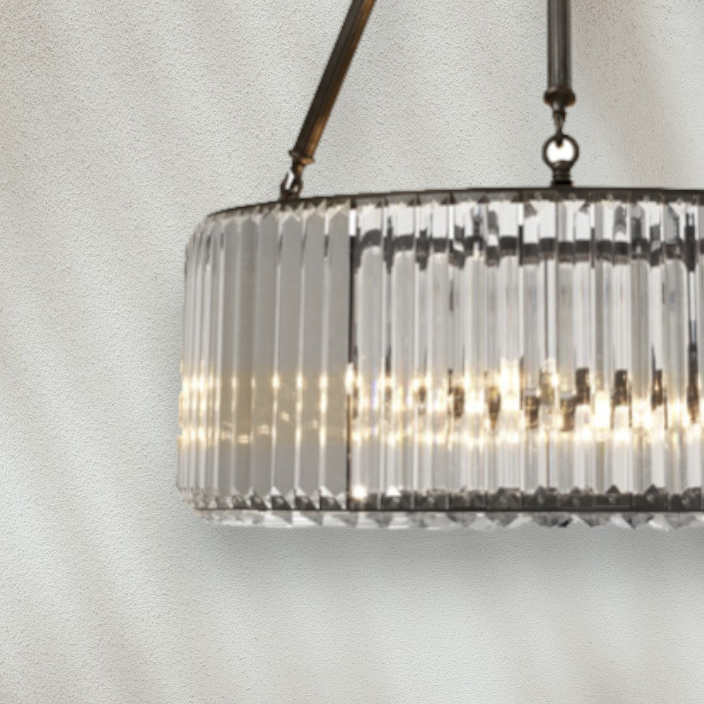Modern Drum Glass Chandelier with Metal Frame - GILDLAMPS