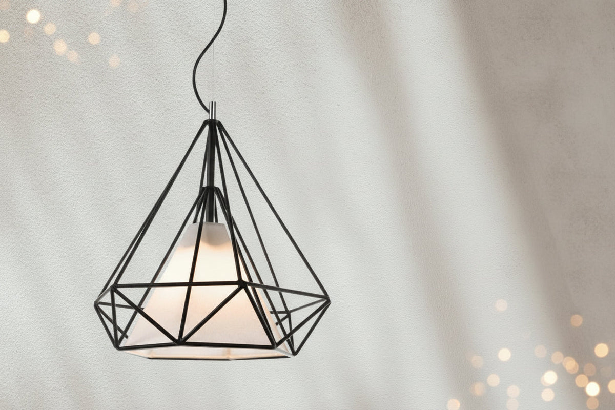 Modern Geometric Pendant Light with Black Frame - GILDLAMPS