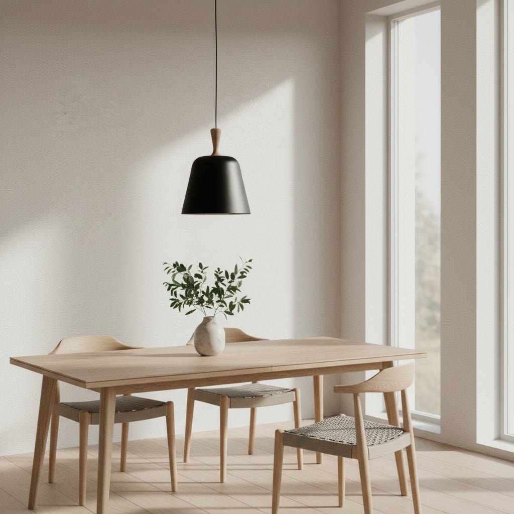 Modern Pendant Light with Metal Shade and Wood Accent - GILDLAMPS