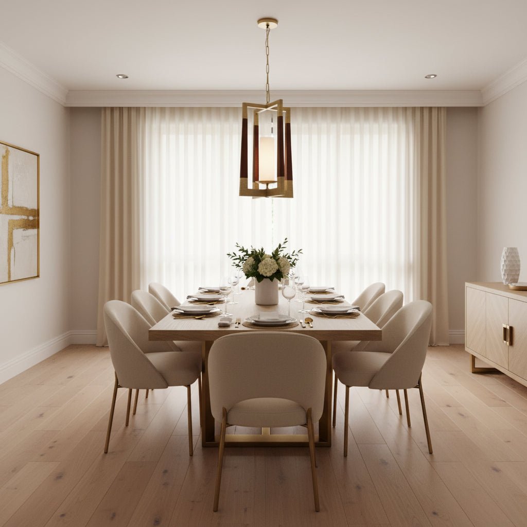 Modern Pendant Light with Wood and Metal Frame - GILDLAMPS