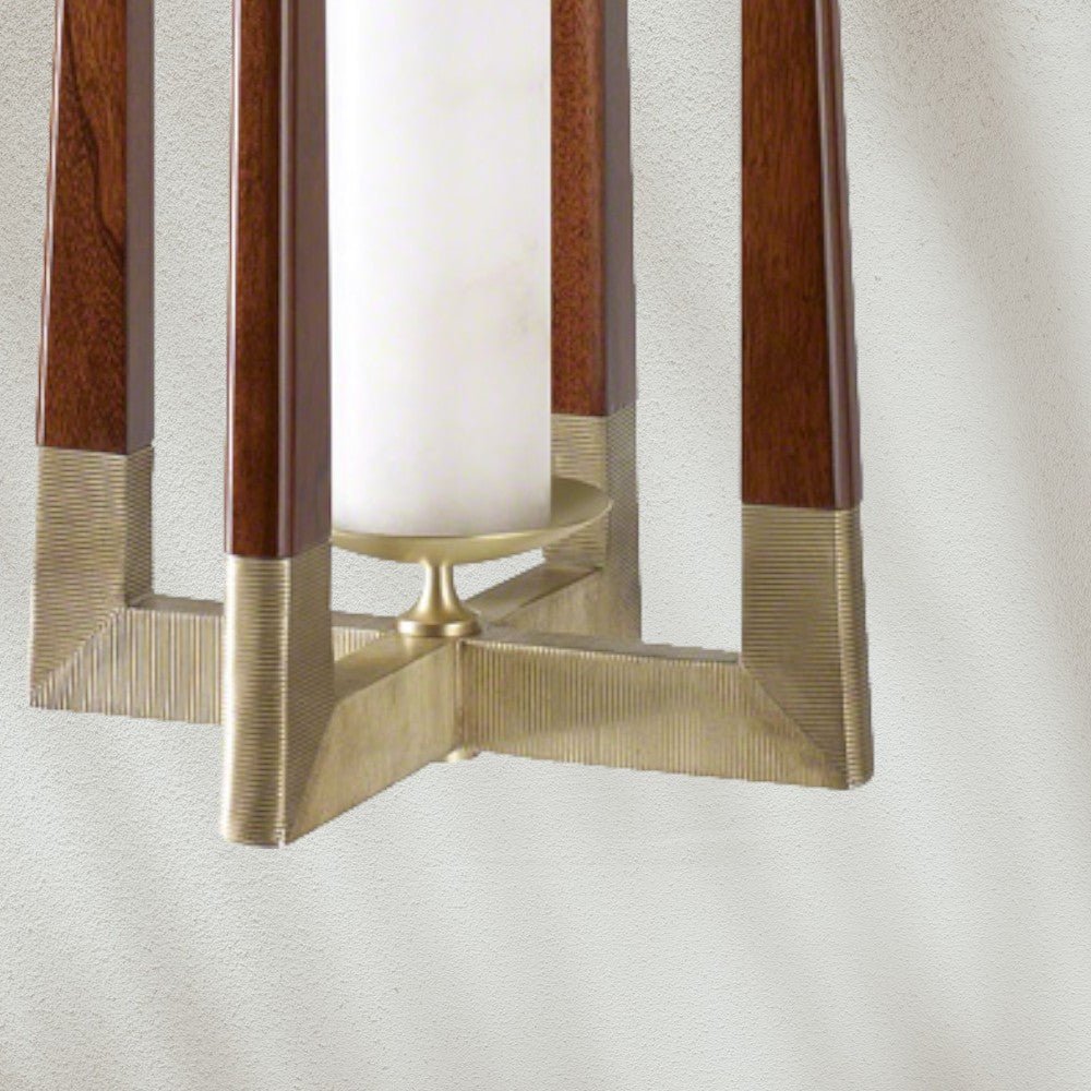 Modern Pendant Light with Wood and Metal Frame - GILDLAMPS