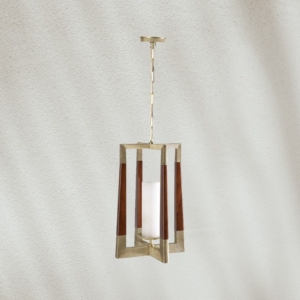 Modern Pendant Light with Wood and Metal Frame - GILDLAMPS