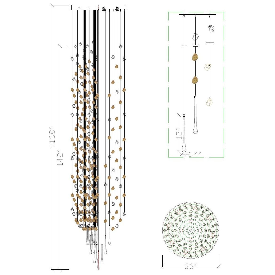 Rainfall Glass Gem Stone Chandelier - GILDLAMPS