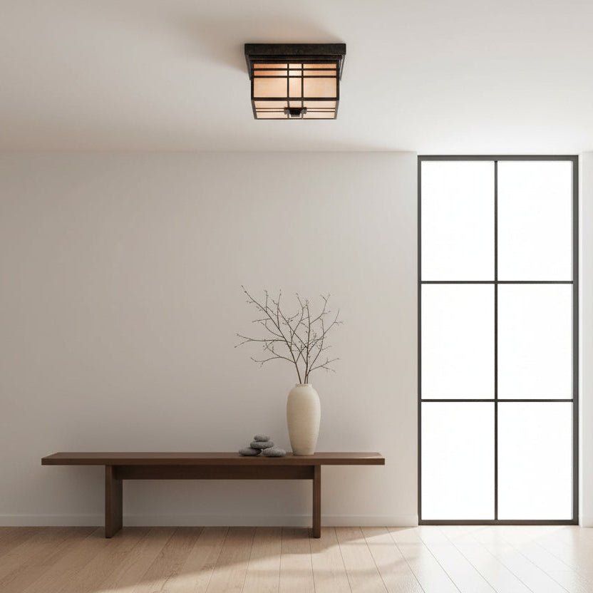Traditional Square Ceiling Light with Frosted Glass - GILDLAMPS